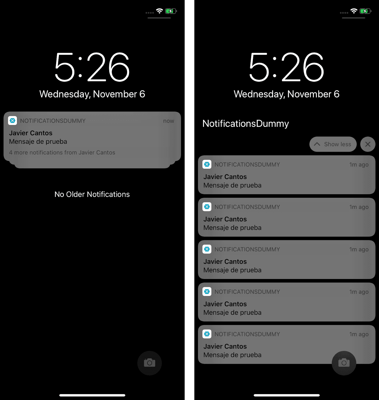 Notificaciones agrupadas en iOS