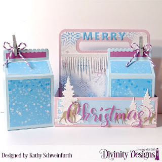 Custom Dies: Milk Carton Holder, Milk Carton with Layers, Trees & Deer, Merry Christmas, Icicle Border Paper Collection:  Christmas 2019