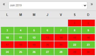 Disponibilités : cliquer sur le calendrier