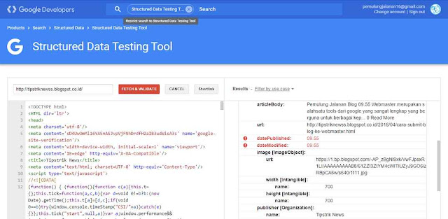 mengatasi error struktur data di webmaster tool