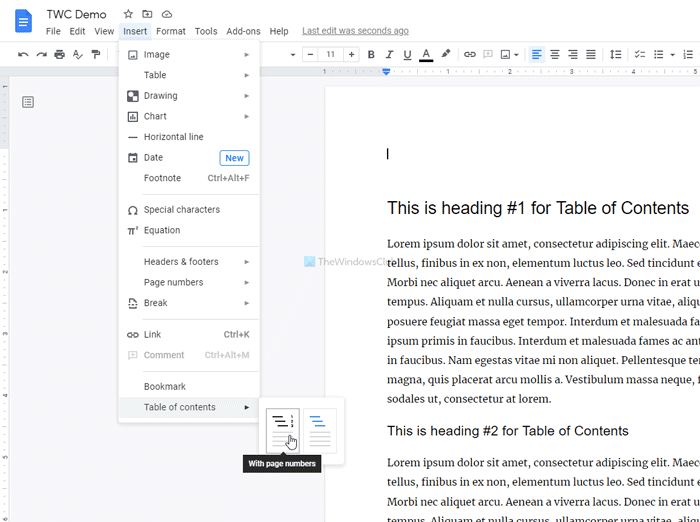 Cómo insertar una tabla de contenido en Google Docs