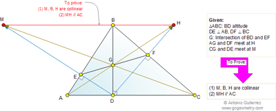 Problem 611: Altitude of a Triangle, Perpendicular, Collinear Points, Parallel