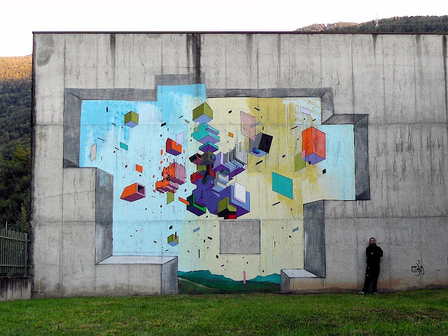 Abstract Street Art By Italian Artist Etnik In Tirano, Italy.