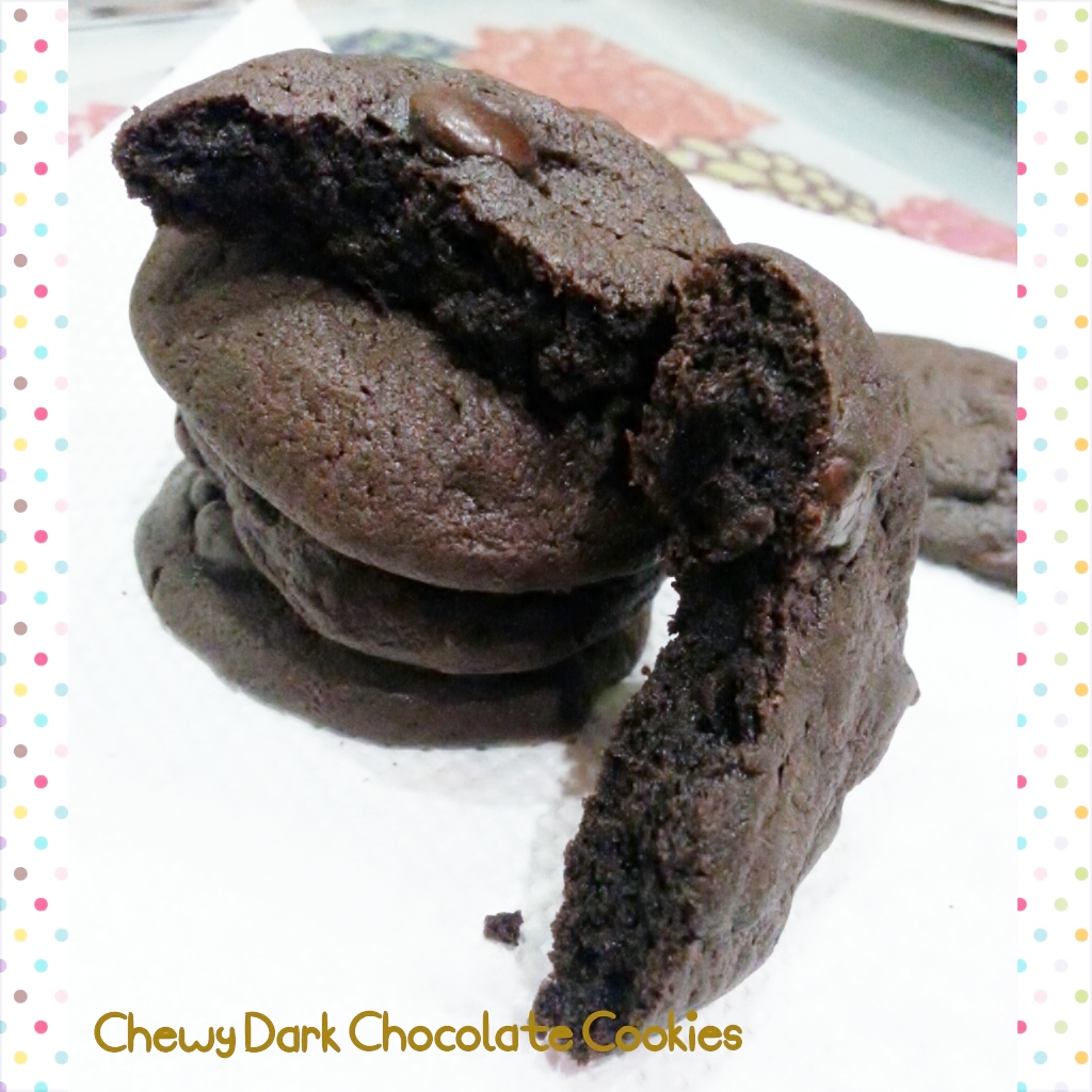 Soft baked Chewy Dark Chocolate Cookies Recipe themoodkitchen