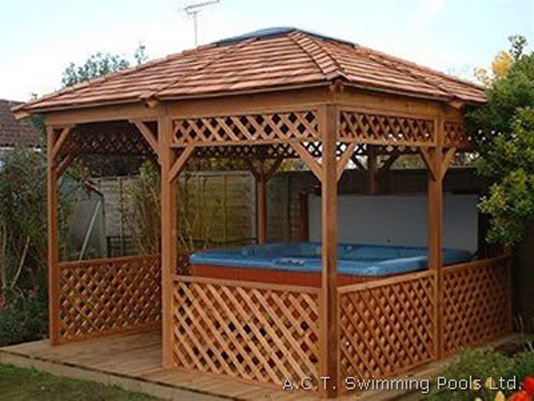 SHINGLE ROOF GAZEBO SHINGLE ROOF GAZEBO With Deck CANVAS ROOF GAZEBO