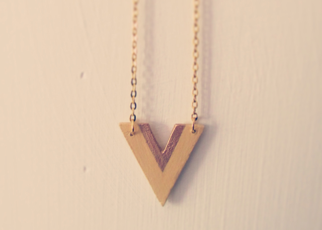 Air-dry clay handmade yellow gold chevron necklace