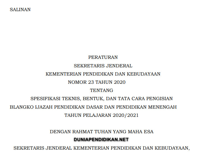 Juknis Cara Pengisian Blangko Ijazah Sd Smp Sma Smk 2021 Pdf