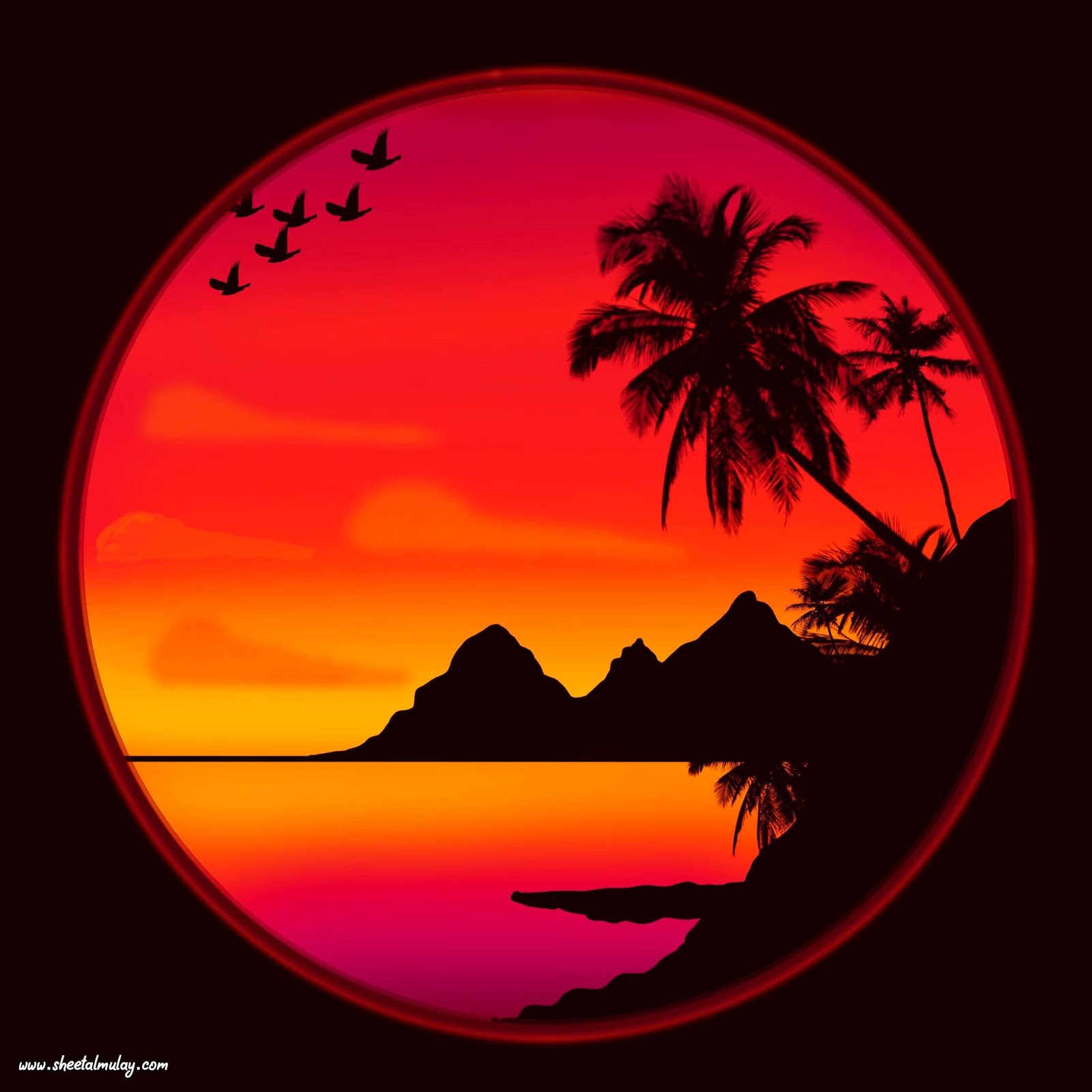 sunset-beach-illustration-using-procreate