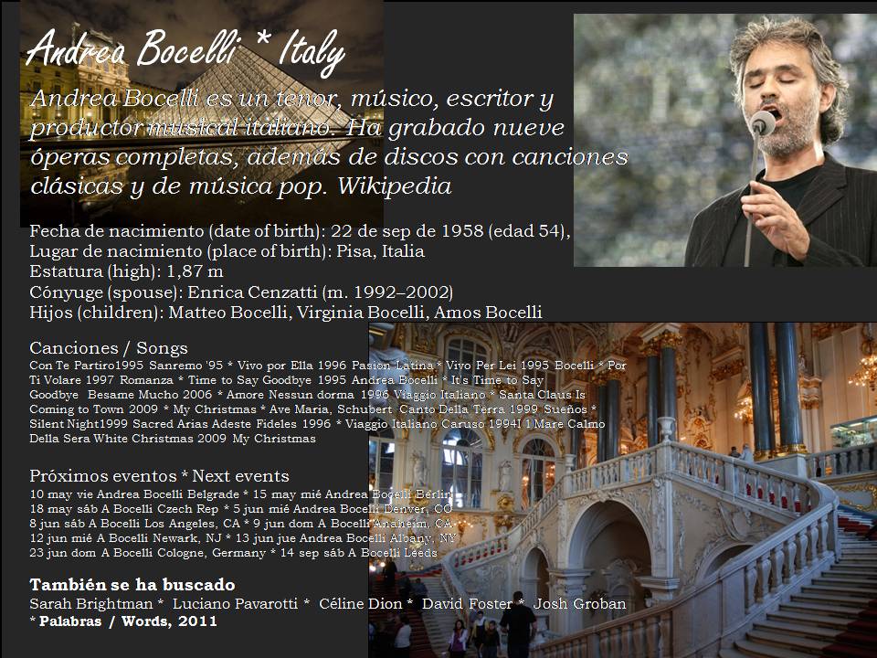 Andrea Bocelli canta en varios idiomas!