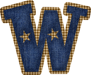 Abecedario en Tela de Jeans con Estrellas Vaqueras. Jeans Alphabet with Cowboy Stars.