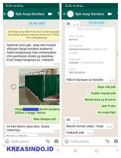 Hijab Masjid Stainless pesanan Bpk Asep untuk Masjid Al Furqon Bandara Soekarno Hatta Cengkareng