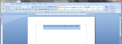 cara menginstallkan font baru ke dalam microsoft office word 2007