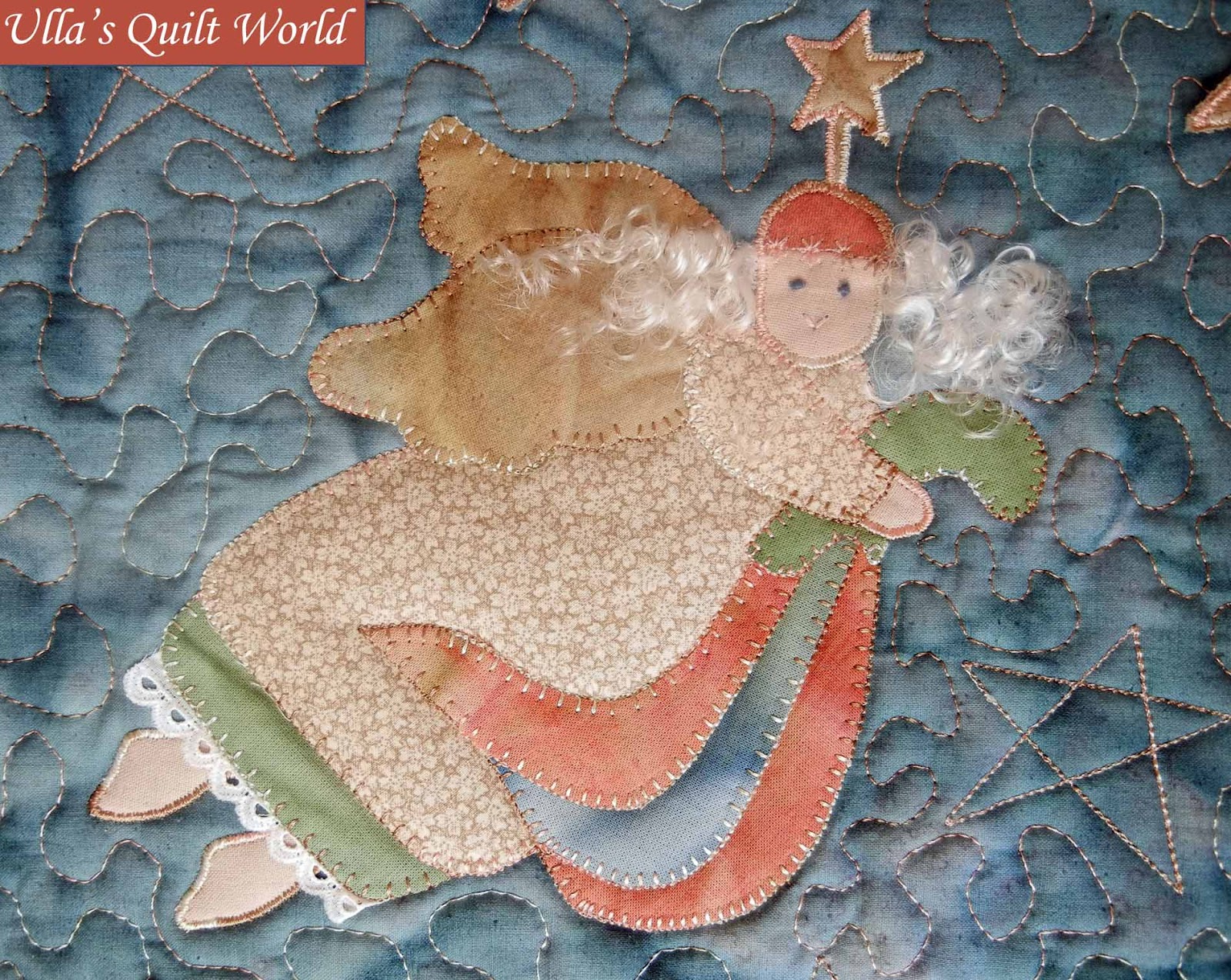 Ulla's Quilt World Angel quilt wall hanging sun dyeing