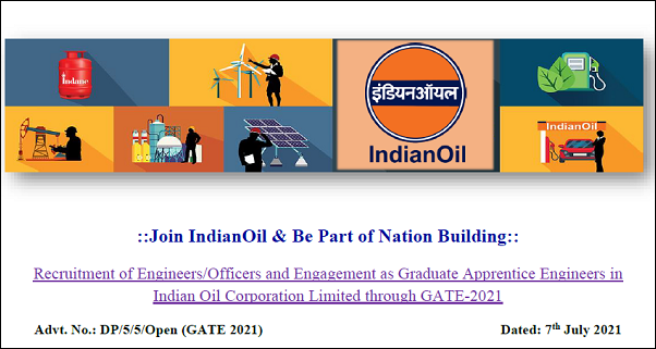 Indian Oil Corporation Limited Recruitment Through GATE 2021