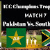 Pak Vs. SA, Pakistan Vs. South Africa, 7th Match Live Streaming ICC Champions Trophy 2017