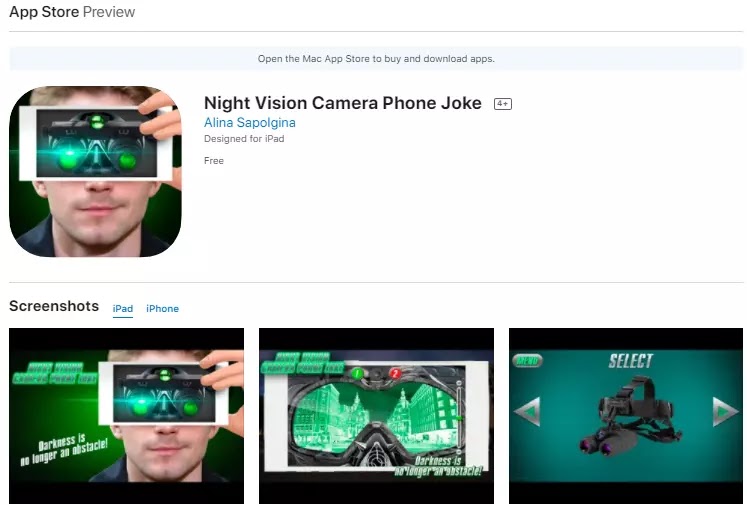 night vision camera joke phone app
