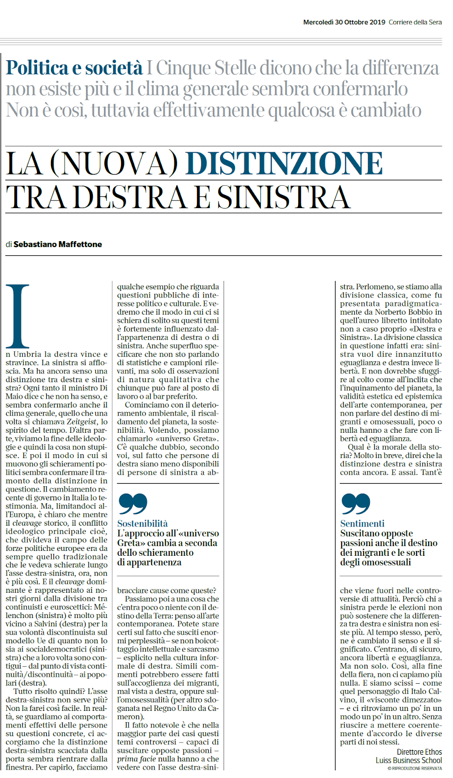 materialismo storico Sebastiano Maffettone, destra sinistra e confusione