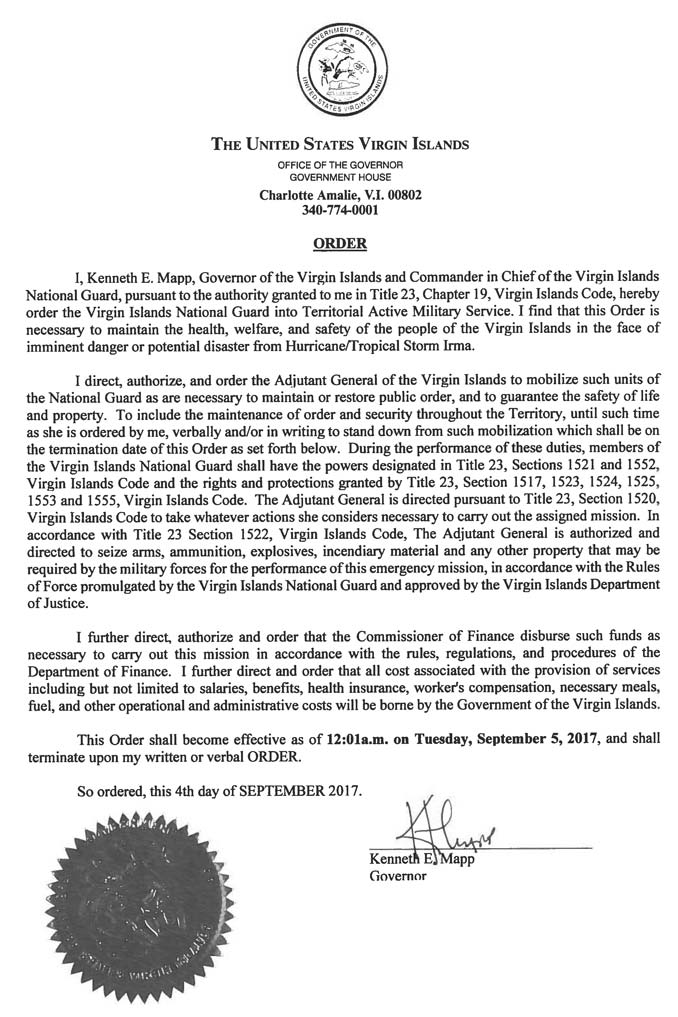 SNAFU! Governor of the Virgin Islands signs executive order allowing