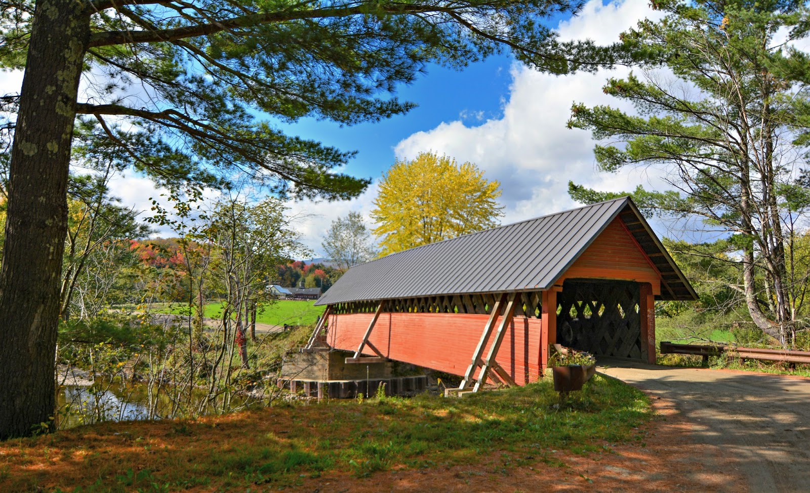 Carol's View Of New England Four Corner Falls Jay VT/ River Road Covered Bridge Troy VT