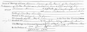 Parish of Hutton-Bushell (Hutton-Bushell, Yorkshire, England), "Marriages, banns, 1754-1816, 1822," Banns and marriage of William Warner and Ann Rudsdale, married 25 Jul 1807; FHL microfilm DGS 100557722, item 1, image 34.