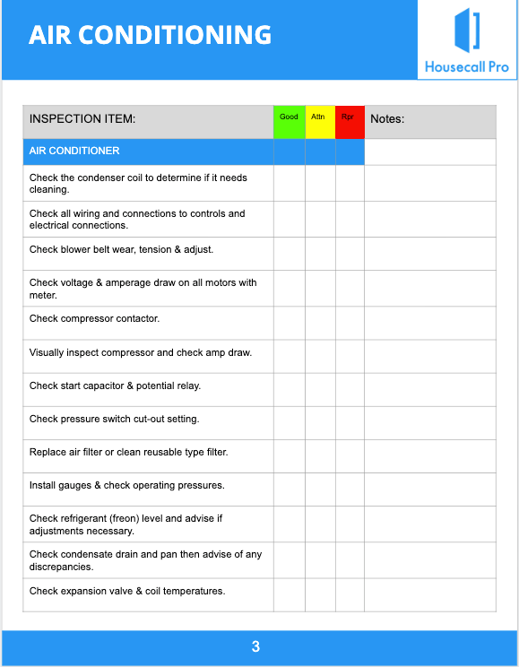 Excel Printable Hvac Inspection Checklist Template