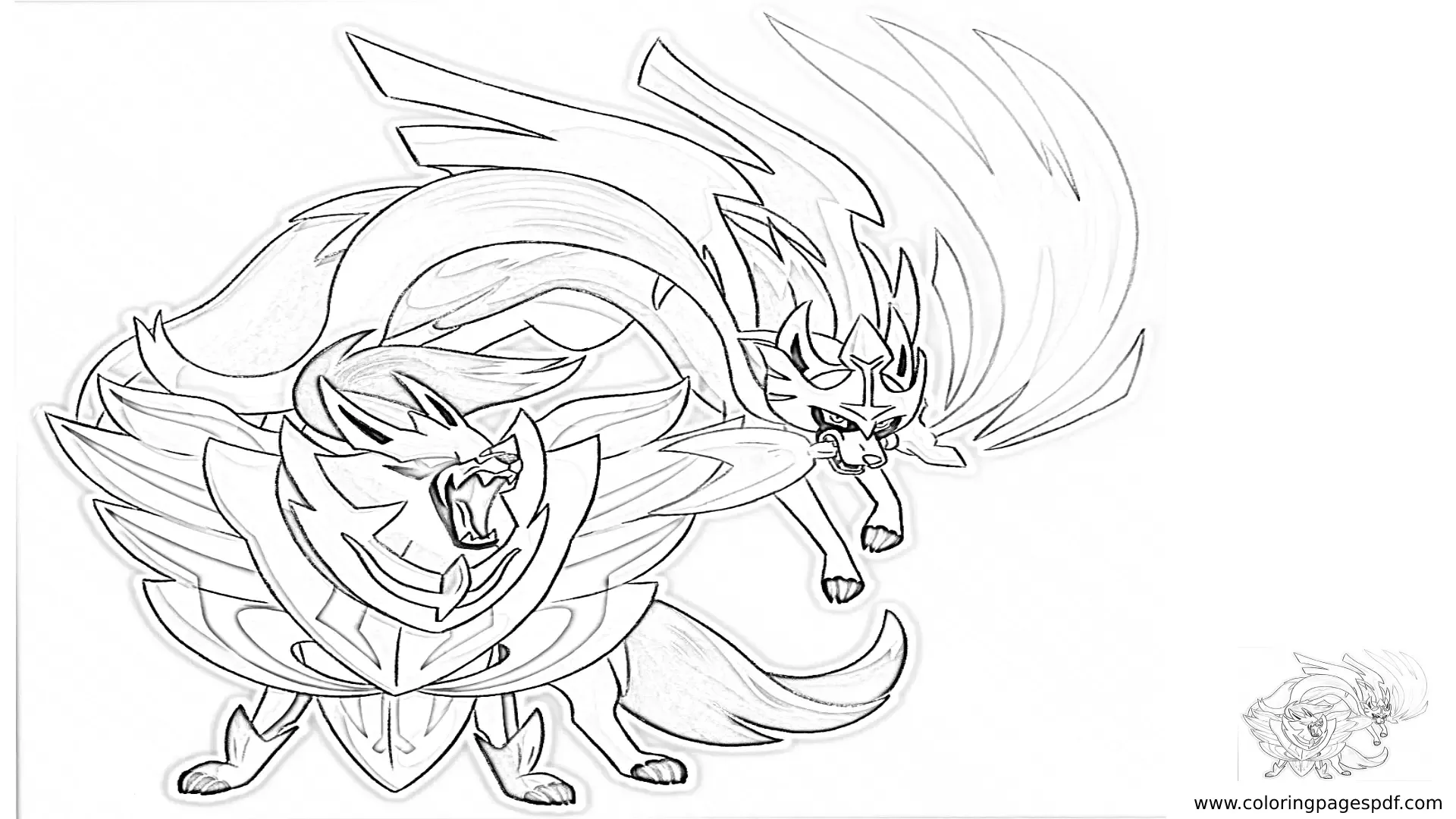 Coloring Page Of Angry Zacian Both Forms