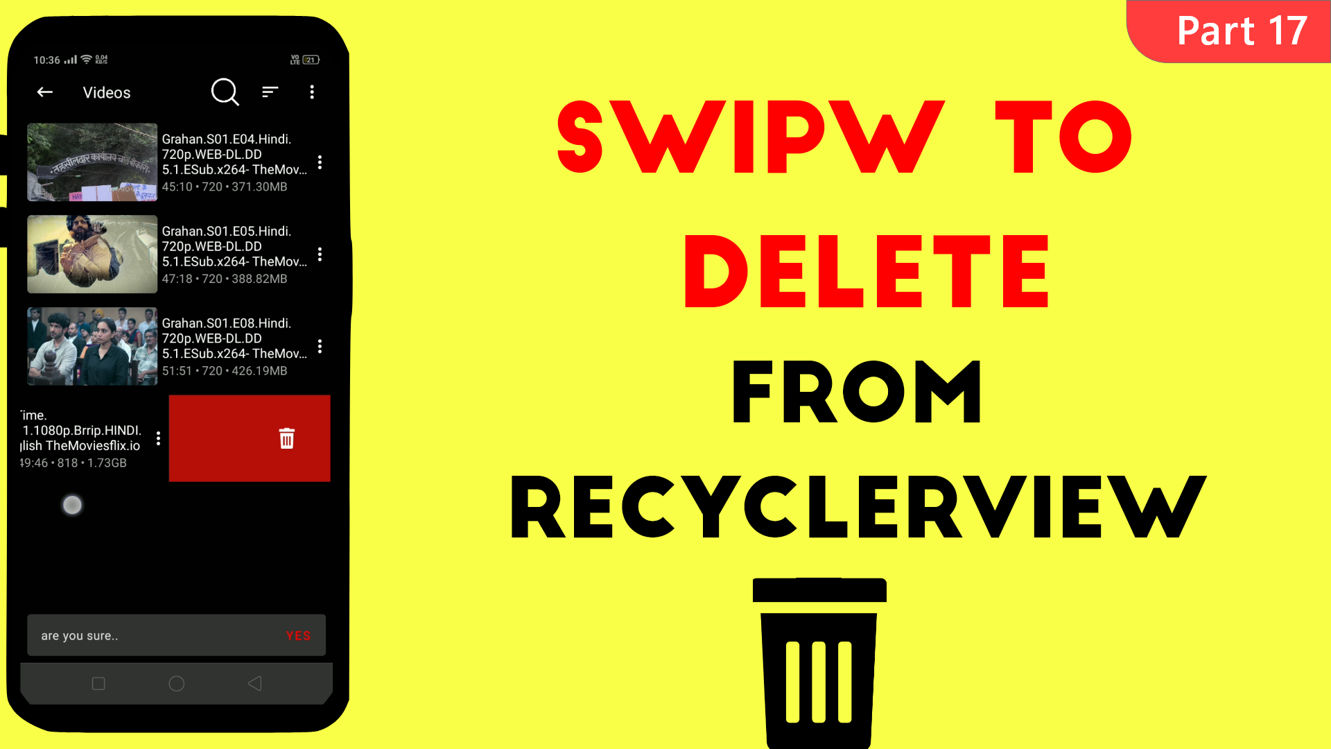 android studio recyclerview swipe to delete
