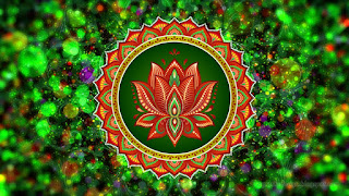 Unique Lotus Mandala With Green Colorful Background Sparkle Dust Circle And Transparent Ornamental Flourish