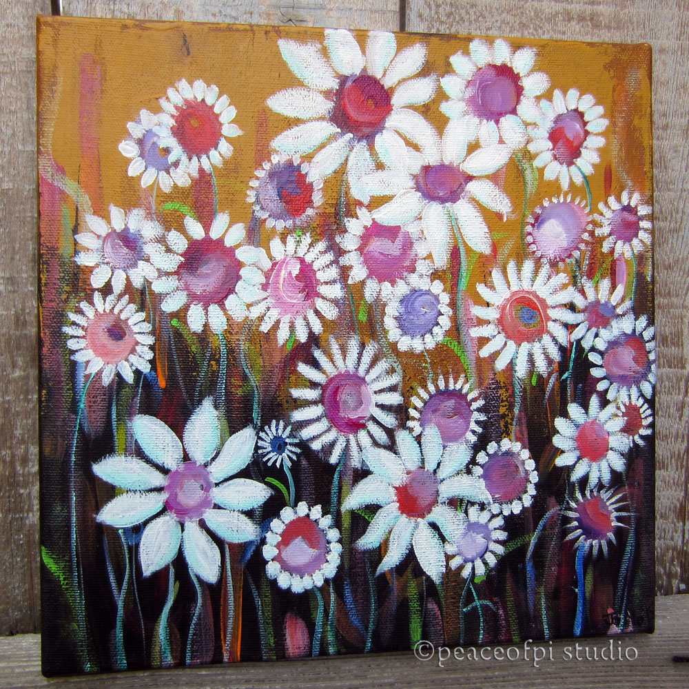 peaceofpi studio Daisy Garden Flower Painting