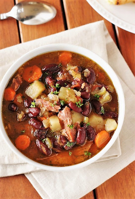Bowl of Crock Pot Ham & Kidney Bean Soup Image