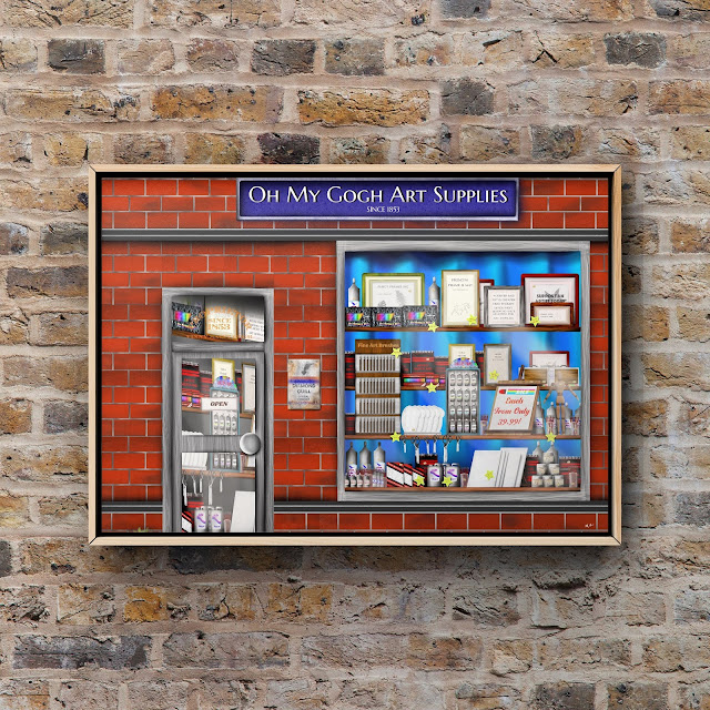 The Art Supply Shop by Mark Taylor Art supply shop artwork, shop window artwork