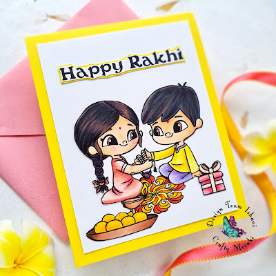 Happy Rakhi crafty Meraki stamp set, rakhi card, cute card, Rakshabandhan card, Quillish