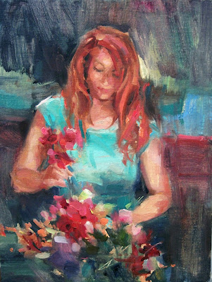 redhead painting Reclining