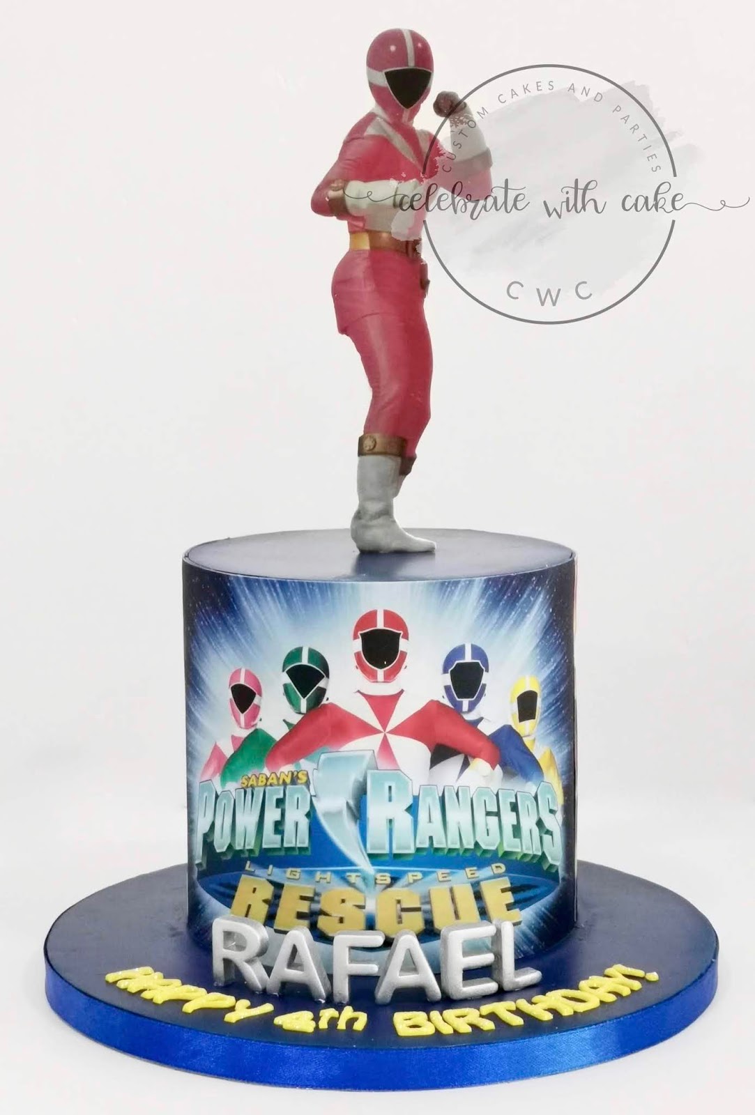 Celebrate with Cake!: Power ranger featuring Pink Ranger Single tier Cake