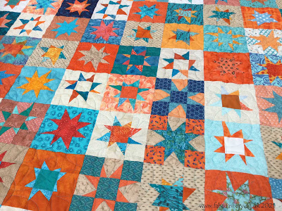 Wacky stars Quilt, made by Wye Knots quilt Group, auctioned by the Welsh Air Ambulance