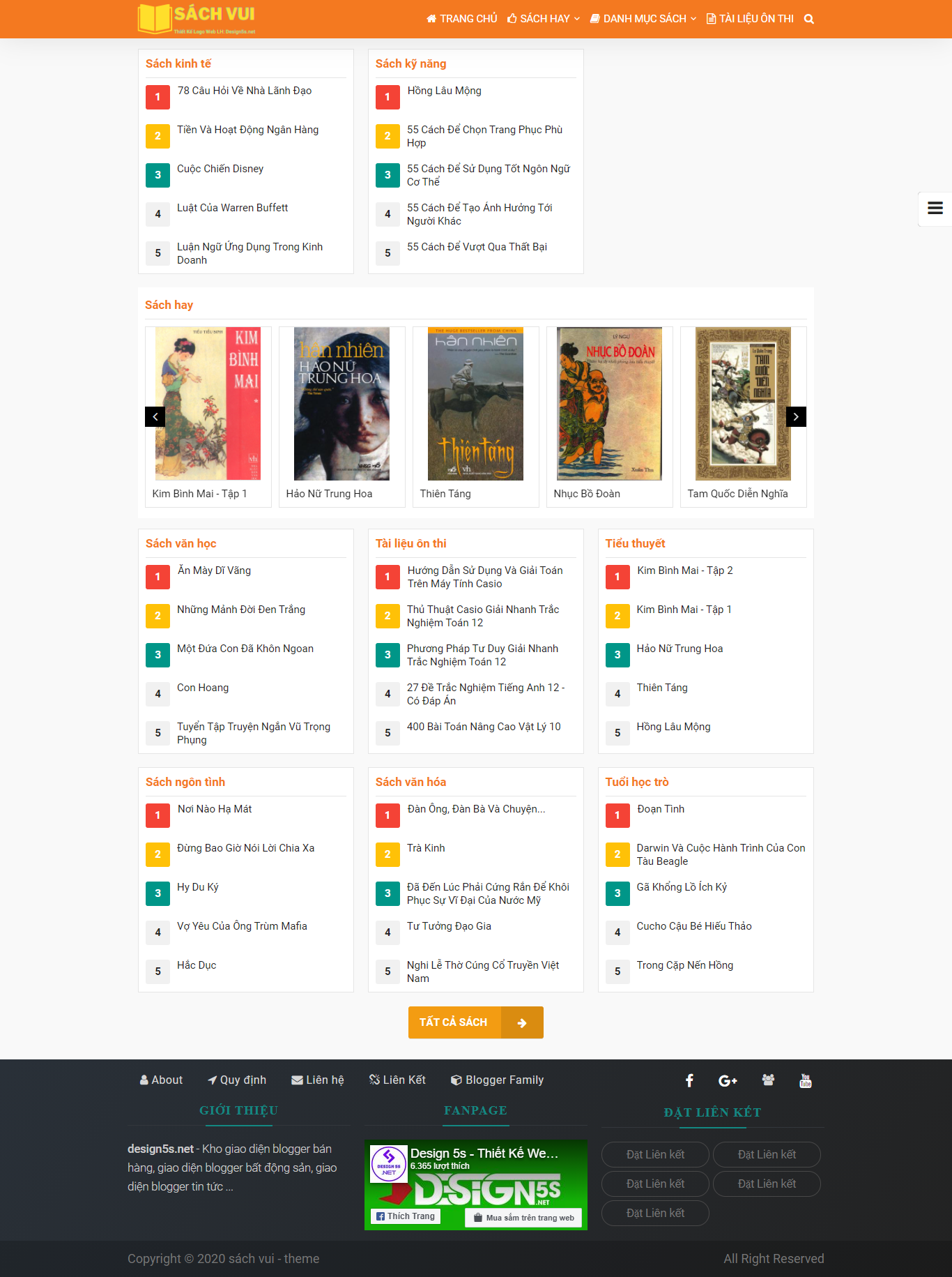 Theme blogspot bán sách, đọc sách online (VSM87)