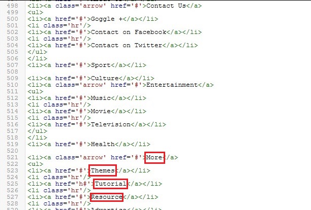 menu dropdown
