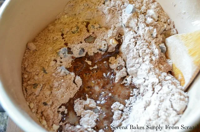 Crock Pot Hot Fudge Cake mix in butter and vanilla from Serena Bakes Simply From Scratch.