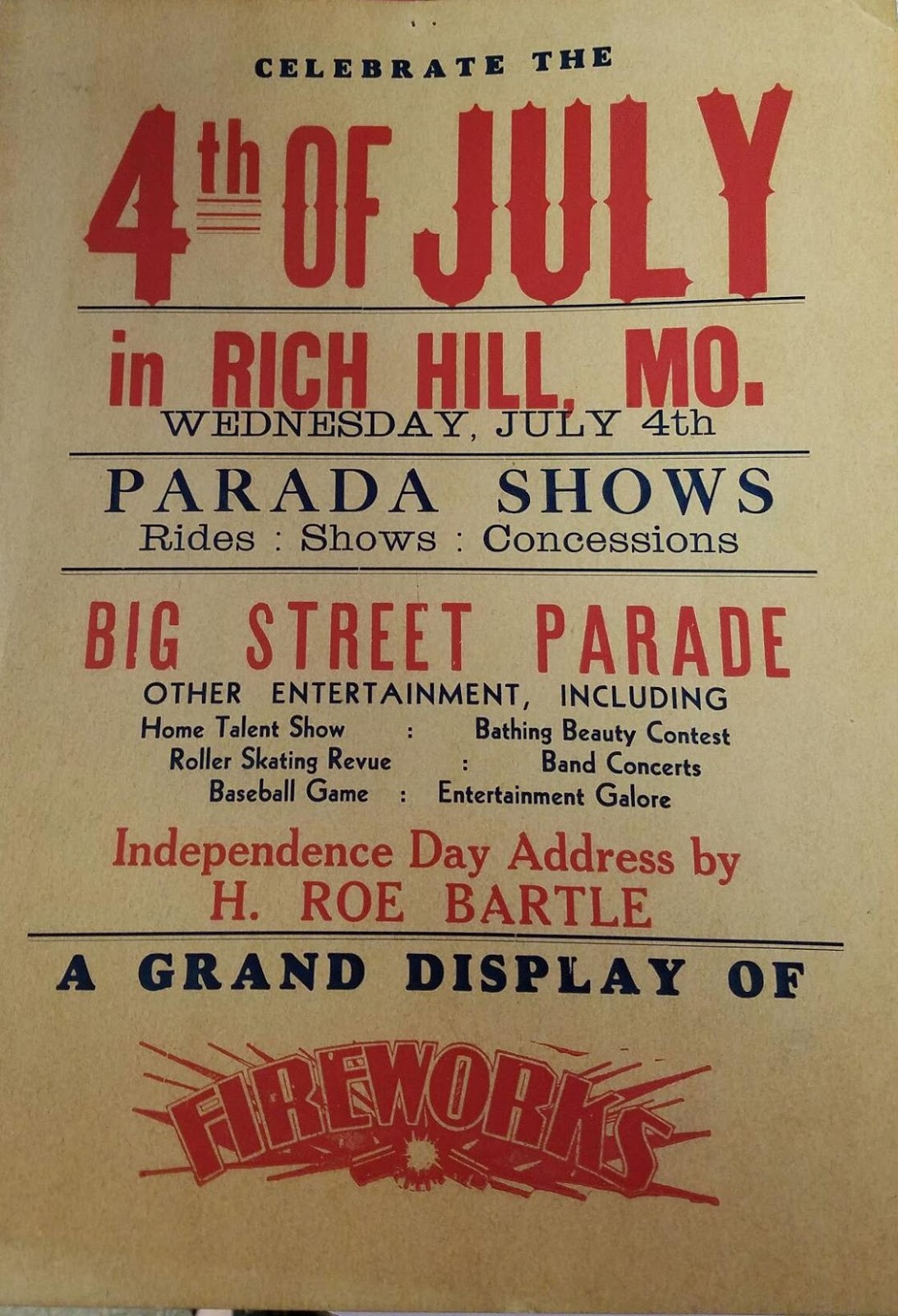 Rich Hill Missouri History Fourth of July in Rich Hill Missouri 1951