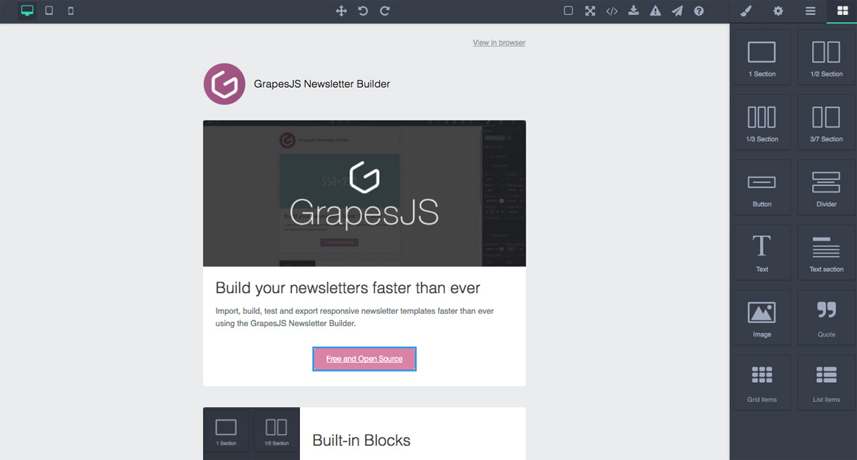 GrapesJS Framework  Builder Framework