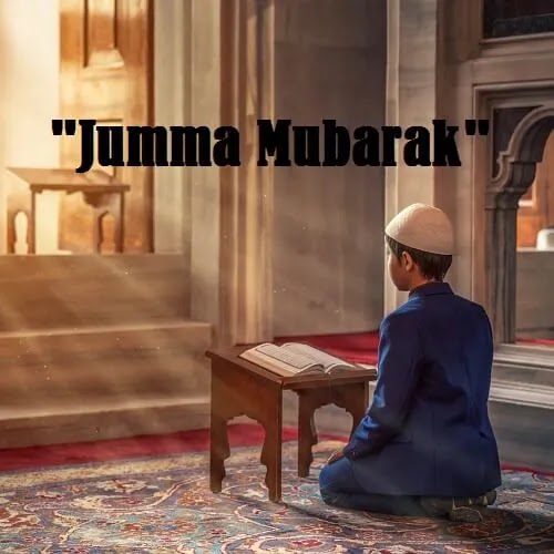 Jumma Mubarak DP Jumma Mubarak DP with kid reading holy Quran