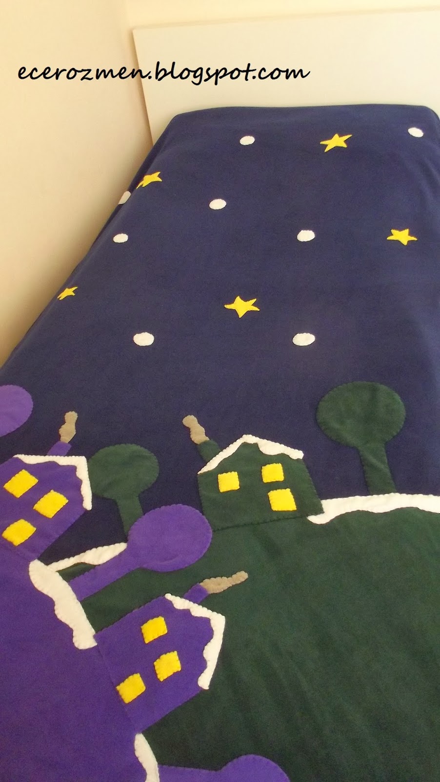 ecerce "KIŞ GECESİNDE BİR KÖYCÜK)" POLAR YATAK ÖRTÜSÜ