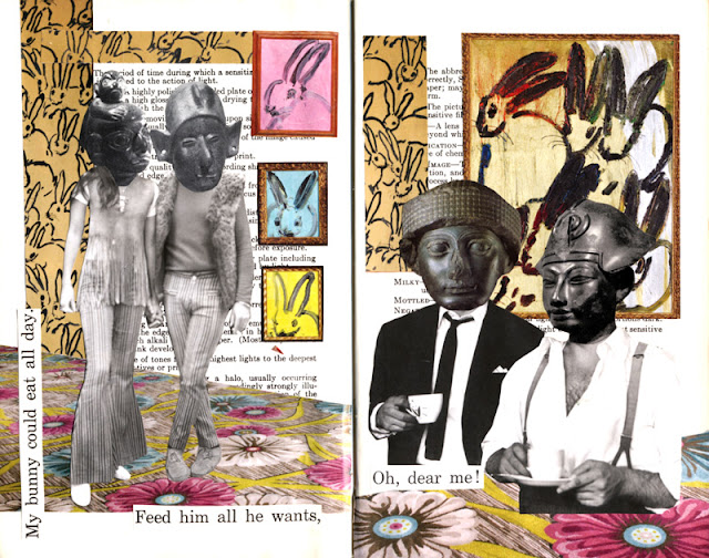 Collages in altered book 