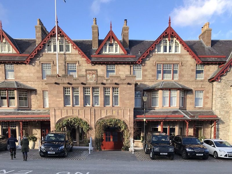 Entrance to the Fife Arms Hotel in Braemar