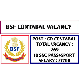 BSF Recruitment 2021| Online  Apply GD Constable 269 Vacancyes 2021
