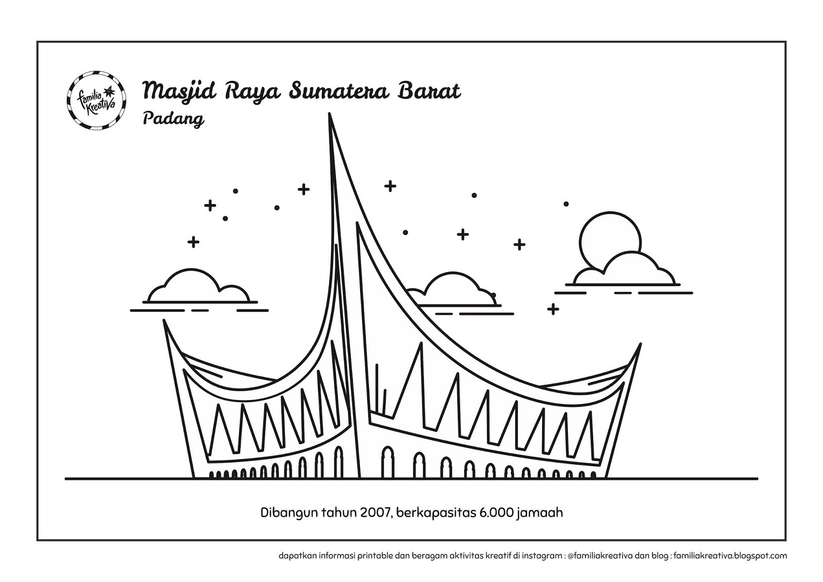Download Gratis Printable Mewarnai 6 Masjid Nusantara