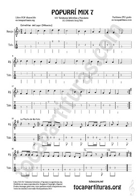 Popurrí Mix 7 Tablatura y Partitura de Banjo Campanitas del Lugar Dominó La Flauta de Bartolo Sinfonía Nº 7 Beethoven Popurrí Mix 7 Tablature Sheet Music for Banjo Music Score Tabs