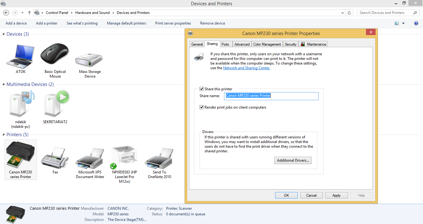 Cara mudah sharing printer di windows xp, windows 7, windows 8 dan windows 10
