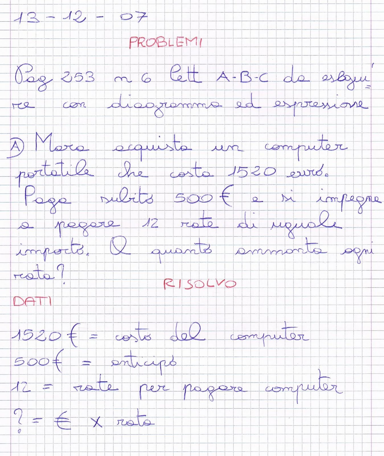 Problemi Da Eseguire Con Diagramma Ed Espressioni