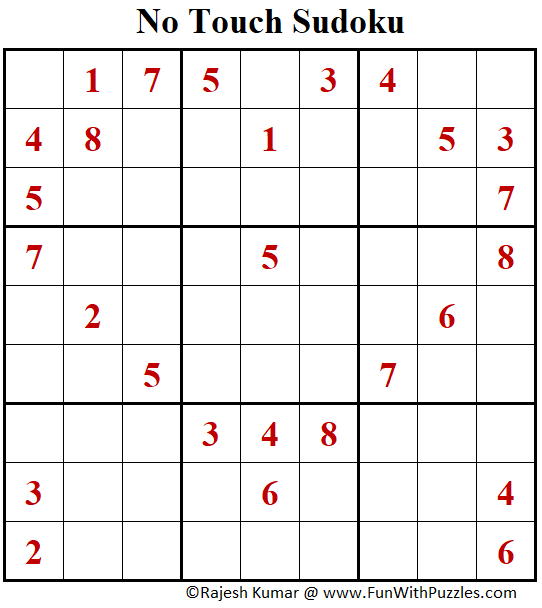 No Touch Sudoku Puzzle (Fun With Sudoku #388)